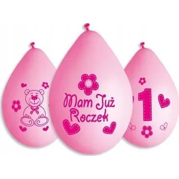 Balónek Závěsné balónky 1. narozeniny 5 ks růžové