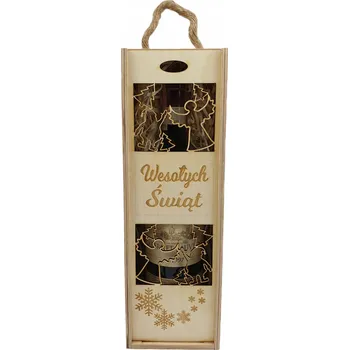 Dárková krabička Dřevěná Krabička na víno Krabička Vánoce Stromek