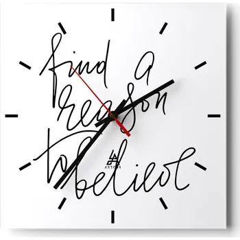 Hodiny Velké nástěnné hodiny 40x40 Typografie Skleněné hodiny Tiché