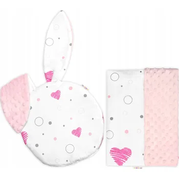 Sada do kočárku s oušky 2D, minky/bavlna, I love Girl, růžová/bílá