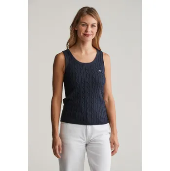 Dámský svetr SVETR GANT STRETCH COTTON CABLE TANK TOP EVENING BLUE