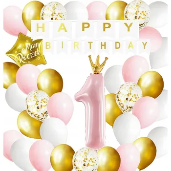 Balónek Balónky sada na 1. NAROZENINY ROSE GOLD GIRLANDA