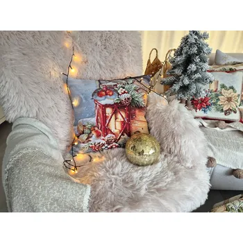 Povlak na polštářek Vánoční povlak na polštář s lucernou V25