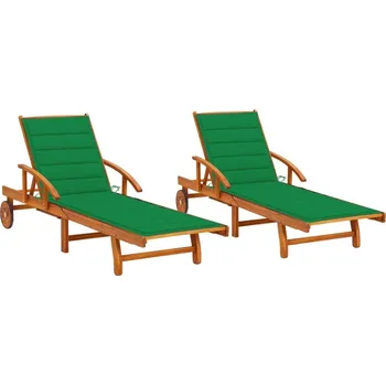 Zahradní lehátko OMAXI Zahradní lehátka s poduškami 2 ks masivní akáciové dřevo 484388