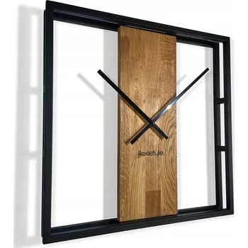 Hodiny Nástěnné hodiny čtvercové dubové LOFT SQUARE 50cm tiché do obýváku černé