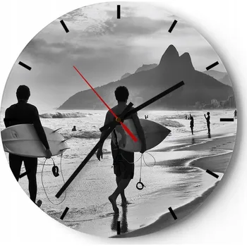 Hodiny Velké nástěnné hodiny 40x40 Surfer Skleněné hodiny Kulatý Tiché