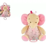 Teddies Slon natahovací hrací strojek chrastítko plyš 16x20cm růžový na kartě v sáčku
