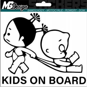 Samolepicí dekorace na vozidlo SAMOLEPKA na auto DÍTĚ V AUTĚ / KIDS ON BOARD 15x13 cm