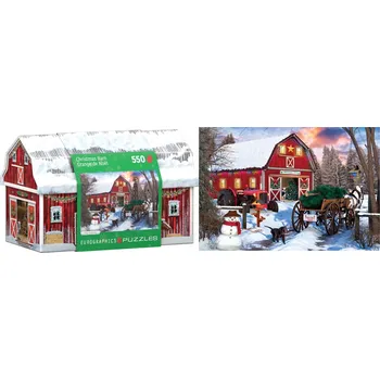 Puzzle Puzzle v plechové krabičce Vánoce na farmě 550 dílků EUROGRAPHICS