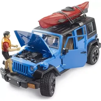 Bruder jeep wrangler rubicon s kajakem a figurkou 1:16