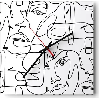 Hodiny Velké nástěnné hodiny na zeď 40x40 Obličeje Skleněné hodiny Čtvercové Tiché