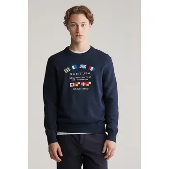 Pánský svetr SVETR GANT NAUTICAL FLAGS C-NECK EVENING BLUE