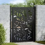 OMAXI Zahradní branka černá 100 x 125 cm ocelová vlnitá konstrukce 572479
