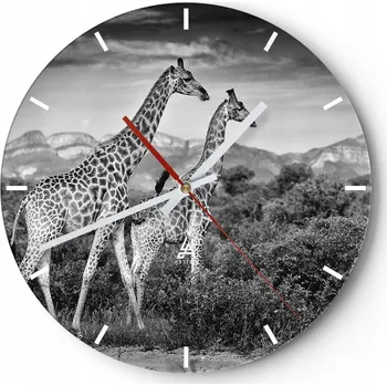 Hodiny Nástěnné hodiny do kuchyně 30x30 Žirafa Skleněné hodiny do obýváku Loft Tiché