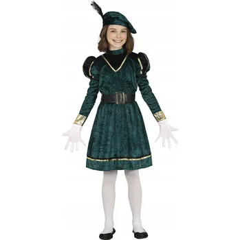 Karnevalový kostým KOSTÝM PAZIA PAŹ ZELENÝ ŠATY 116
