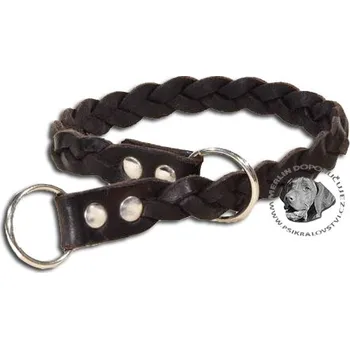 Obojek pro psa MZ - potřeby pro lovecké psy Obojek kožený pletený stahovací tm. hnědý Velikost: 40cm