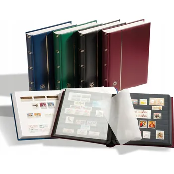 Sběratelství Leuchtturm klasér na známky Basic, A4, 64 černých stran, modrý