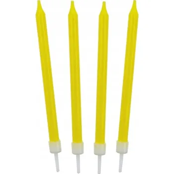 Dortová svíčka Narozeninové svíčky 10 ks, žluté, 8,6 cm