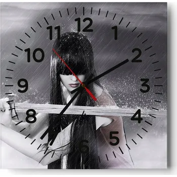 Hodiny Nástěnné hodiny do obýváku 40x40 Žena Bezhluké hodiny na skle Tiché