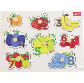 Dřevěná hračka Trefl vkládačka Ovoce s čísly
