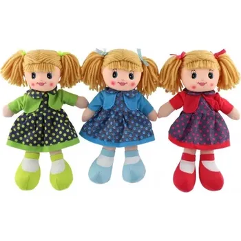 Panenka Teddies Látková s puntíkami 30 cm modré puntíky