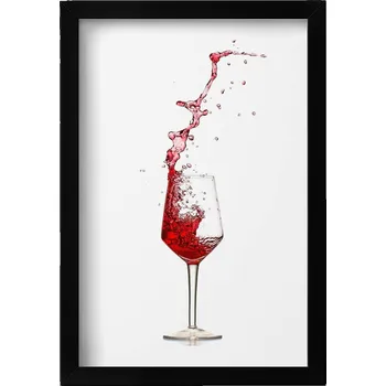 Obraz Závěsný obraz v rámu Sklenice s rozlévajícím se červeným vínem 20x30 cm