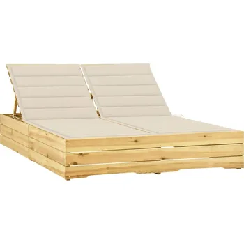 Zahradní lehátko OMAXI Dvojité lehátko s krémovými poduškami impregnovaná borovice 303900