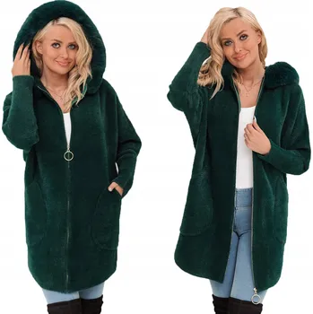 Dámský kabát Soprato dámský kabát oversize S KAPUCÍ S KOŽÍŠKEM přechodný univerzální