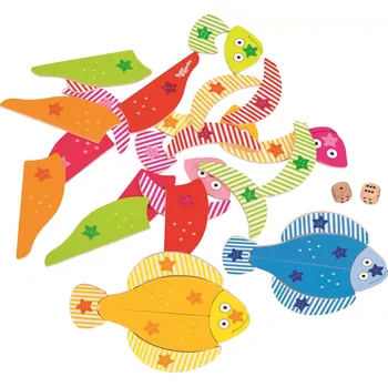 Dřevěná hračka Goki puzzle hra s kostkami Veselý platýs