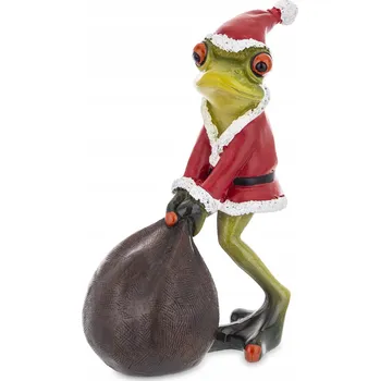 Figurka Figurka 16x9,5x12 cm - Žába Santa s pytlem