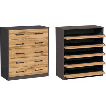 Botník Botník SaraMeble 74 x 85 x 35 cm antracit , dub wotan