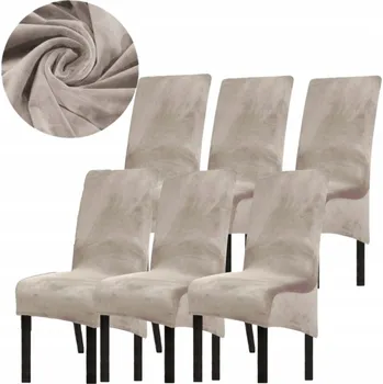 Potah na židli Potah na židli Domidekor velur béžový 6 ks