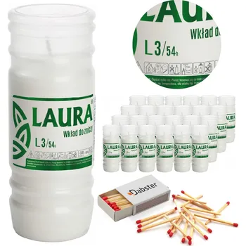 Svíčka Do hřbitovních svíček náplně do svíček BISPOL Laura L3 54H 24ks + zápalky DABSTER_PL