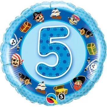 Balónek FÓLIOVÝ BALÓNEK ČÍSLO 5 KULATÝ MODRÝ 46 CM