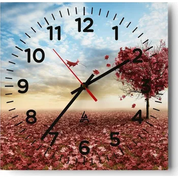 Hodiny Kuchyňské nástěnné hodiny 30x30 Krajina Skleněné hodiny do obýváku Moderní Tiché