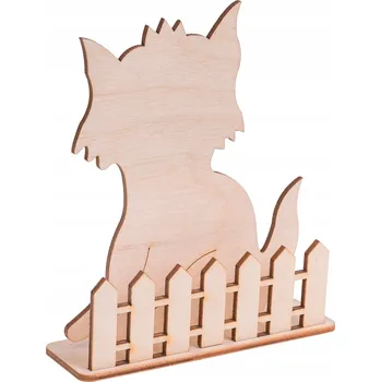 Obraz HRAČKA DŘEVĚNÁ KOČKA ZA PLOTEM DECOUPAGE DEKORACE