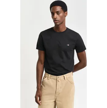 Pánské oblečení TRIČKO GANT SLIM SHIELD SS T-SHIRT BLACK