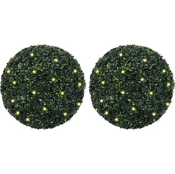 umělá květina OMAXI Umělé buxus koule s LED světly 2 ks zelené 52 cm 902696
