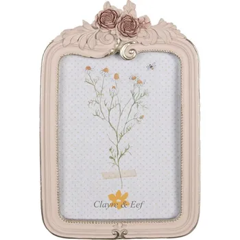 Rám na obraz Růžový fotorámeček Sterre s květinovou aplikací – 13x18 cm