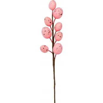 umělá květina [68th0205] Větvička s růžovými kraslicemi 26 cm