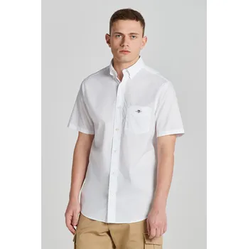 Pánské oblečení KOŠILE GANT REG CLASSIC POPLIN SS SHIRT WHITE
