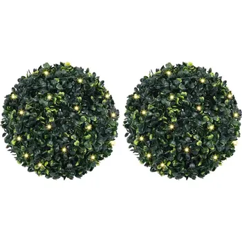 umělá květina OMAXI Umělé buxus koule s LED světly 2 ks zelené 45 cm 902689