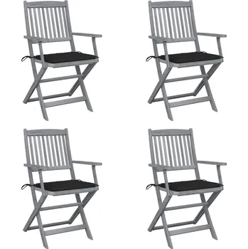 OMAXI Skládací zahradní židle s poduškami 4 ks masivní akáciové dřevo 284407