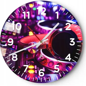 Hodiny Nástěnné hodiny do obýváku 40x40 Hudba Kulatý Hodiny na skle Loft Tiché