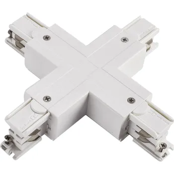 Nábytkové kování Spojka X kříž pro třífázové lišty, bílá barva