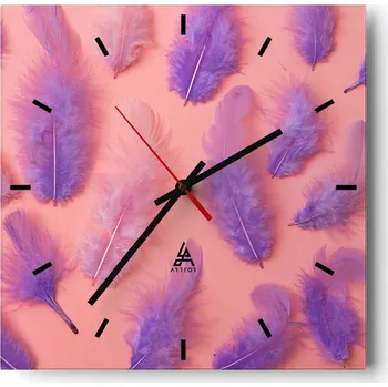 Hodiny Velké nástěnné hodiny 40x40 cm Ptačí Pírko - Skleněné tiché hodiny