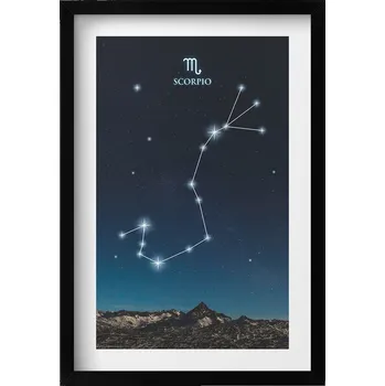Obraz Ozdobný nástěnný obraz v černém rámu Souhvězdí zvěrokruhu Štír 40x60 cm