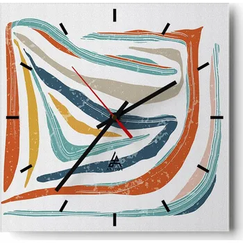 Hodiny Velké nástěnné hodiny 40x40 Boho Skleněné hodiny Čtvercové Tiché