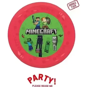 Talíř Plastové talíře Minecraft znovupoužitelné 21 cm - 4 ks