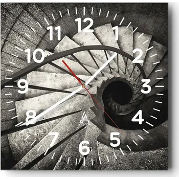 Hodiny Kuchyňské nástěnné hodiny 30x30 Schody Skleněné hodiny do obýváku Moderní Tiché